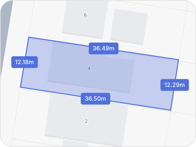 Property boundary map with measurements
